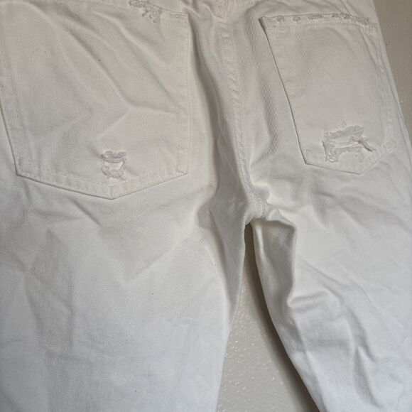 Moussy Vintage Jeans Womens Size 28 White Tapered Distressed Denim Pants - Picture 13 of 13